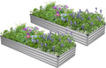 2PCS 6x3x1ft Galvanized Raised Garden Bed Kit, Galvanized Planter Raised Garden Boxes Outdoor, Large Metal Raised Garden Beds for Vegetables,Silver