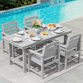 SERWALL Patio Dining Table Sets 5-Piece, Outdoor HDPE Dining Furniture Set with Umbrella Hole Cut-Out Table and 4 Chairs, All Weather Dining Set for Lawn, Garden, Backyard, Poolside, Light Gray