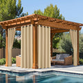 NICETOWN Fade Resistant Patio Curtains Outdoor Waterproof, Fade-Proof Curtains Grade 4 Color Fastness Certified, Thermal Insulated Privacy Sun Shades for Gazebo, W52 x L72, Biscotti Beige, 2 Panels