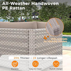 14-Seat Outdoor Wicker Patio Furniture Set with Fire Pit Table, Modular Rattan Sectional Sofa & 2 Swivel Rocking Chairs, 4" Thick Cushions, Rust-Resistant Frame,Beige