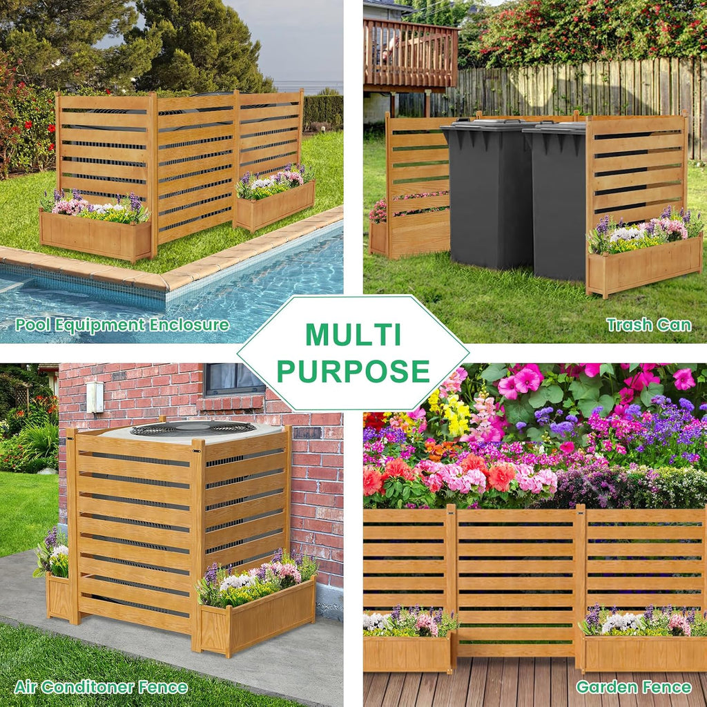 docred air conditioner fence, wood decorative fences with, side view
