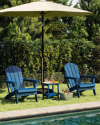GREENVINES Folding-Adirondack-Chairs Set of 2, HDPE All Weather, Blue | Hidden Cup Holder | 5” Wide Armrests | Foldable Fire Pit Chair | Reclined Legs | Low Maintenance for Outdoor Patio Deck