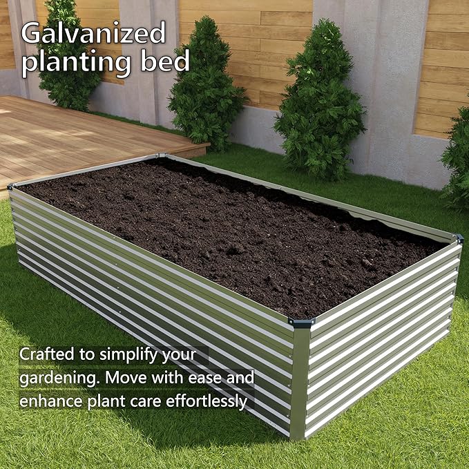 6x3x2FT Galvanized Raised Garden Bed Kit,Vegetable Plant Boxes-Rectangle Metal Flower Box,Large Planter Raised Beds Outdoor Garden for Planting,Fruit,Herb-Silver