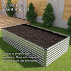 6x3x2FT Galvanized Raised Garden Bed Kit,Vegetable Plant Boxes-Rectangle Metal Flower Box,Large Planter Raised Beds Outdoor Garden for Planting,Fruit,Herb-Silver