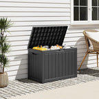 Outdoor Storage Box, Resin Deck Boxes Indoor and outdoor, Waterproof Storage Box Lockable Lid (Black, 50 Gallon)