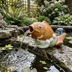 Ceramic Koi Fish Pond Spitter - Lifelike Water Fountain Spout for Small Ponds, Gardens & Pools, Style 1