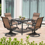 NUU GARDEN Patio Dining Chairs Set of 4, Outdoor Swivel Rocker Chairs with All-Weather Textilene Sling, High Back Metal Frame Swivel Patio Chairs for Backyard, Lawn, Deck, Brown