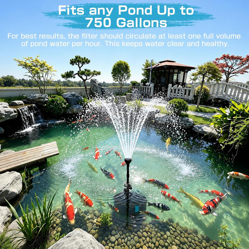 850GPH All-in-1 Pond Pump for Pond 100 to 750 Gallons | Built in U - V Light & Colorful LED, Submersible Fountain Pump for Koi Ponds, Waterfall & Water Features to Clean Green Water
