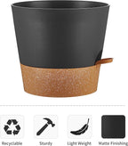 FaithLand 2-Pack 10 Inch Planter Pots for Indoor Outdoor Plants, Self Watering Flower Pots with Deep Reservoir, Black with Terracotta …