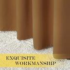 NICETOWN Kitchen Short Blackout Curtain and Drape - Thermal Insulated Solid Grommet Blackout Panel for Patio Bedroom Living Room (Single Panel, 52 inches by 45 inches, Gold Brown)
