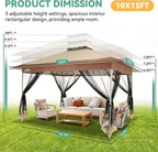 COBIZI 10x15 FT Pop up Gazebo on Clearance - Outdoor pop up Canopy Tent,carpas para Patio, Shelter - Screen Tents with Portable Carry Bag, Patio Gazebos for Camping,Garden,Deck,Backyard,Khaki