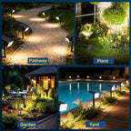LANSOW Solar Spot Lights Outdoor Waterproof IP67, (2 Pack/90 LED/4 Modes) Solar Landscape Spotlights, 2-in-1 Solar Powered Flood Lights for Yard Garden Pathway Outside Tree, Auto ON/Off(Warm White)