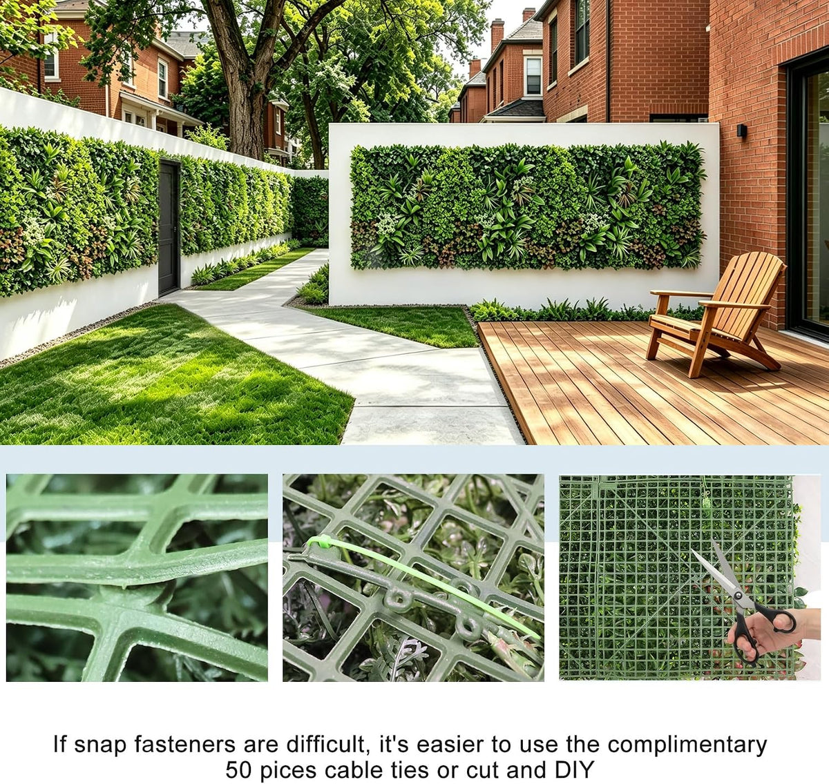 artificial ivy privacy fence 40"×120" grass wall faux, side view