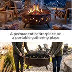 sunnydaze cosmic 42" large fire pit for outside, package contents