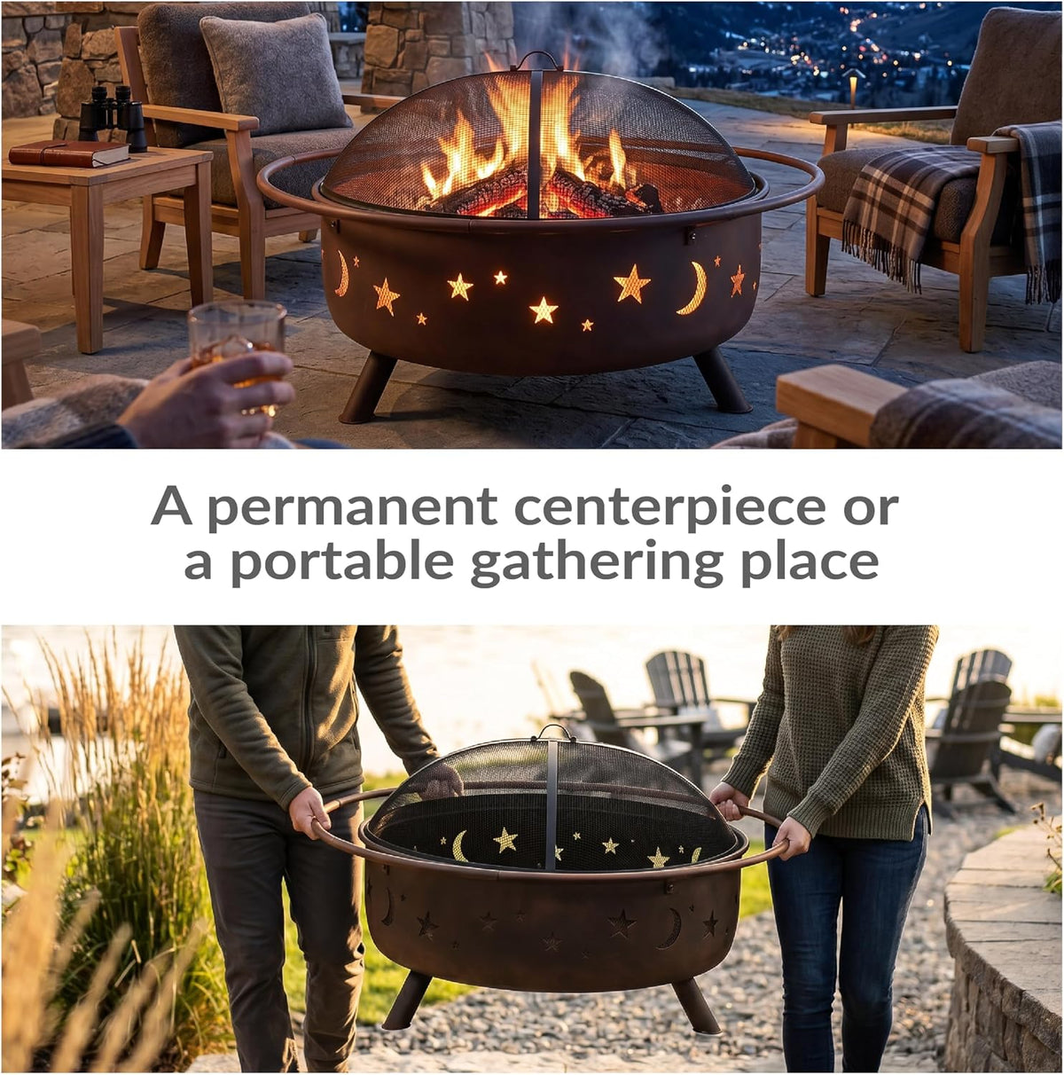 sunnydaze cosmic 42" large fire pit for outside, package contents