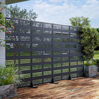 Casaphoria Metal Privacy Screen Outdoor, 72" H x 35" W Freestanding Decorative Privacy Screen for Patio Deck Balcony Garden with Stable Base, Harold Black