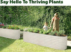 Plant & Plot Galvanized Raised Garden Beds Outdoor // 8×2×2 ft Planter Raised Beds for Gardening, Vegetables, Flowers // Large Metal Garden Box (White) // Patented Tool-Free Design
