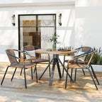 Amopatio Outdoor Dining Chairs Set of 6, Rattan Wicker Patio Chairs, Stackable Indoor-Outdoor Chairs, Bistro, Deck, Yard, Porch, 6 Pack, Brown