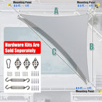 Amgo Custom Size 15' x 17' x 22.7' Grey Right Triangle Sun Shade Sail Order to Make Canopy Awning UPF50+ AGSLT, 95% UV Blockage, Water & Air Permeable, 200GSM Commercial Standard (We Customize)