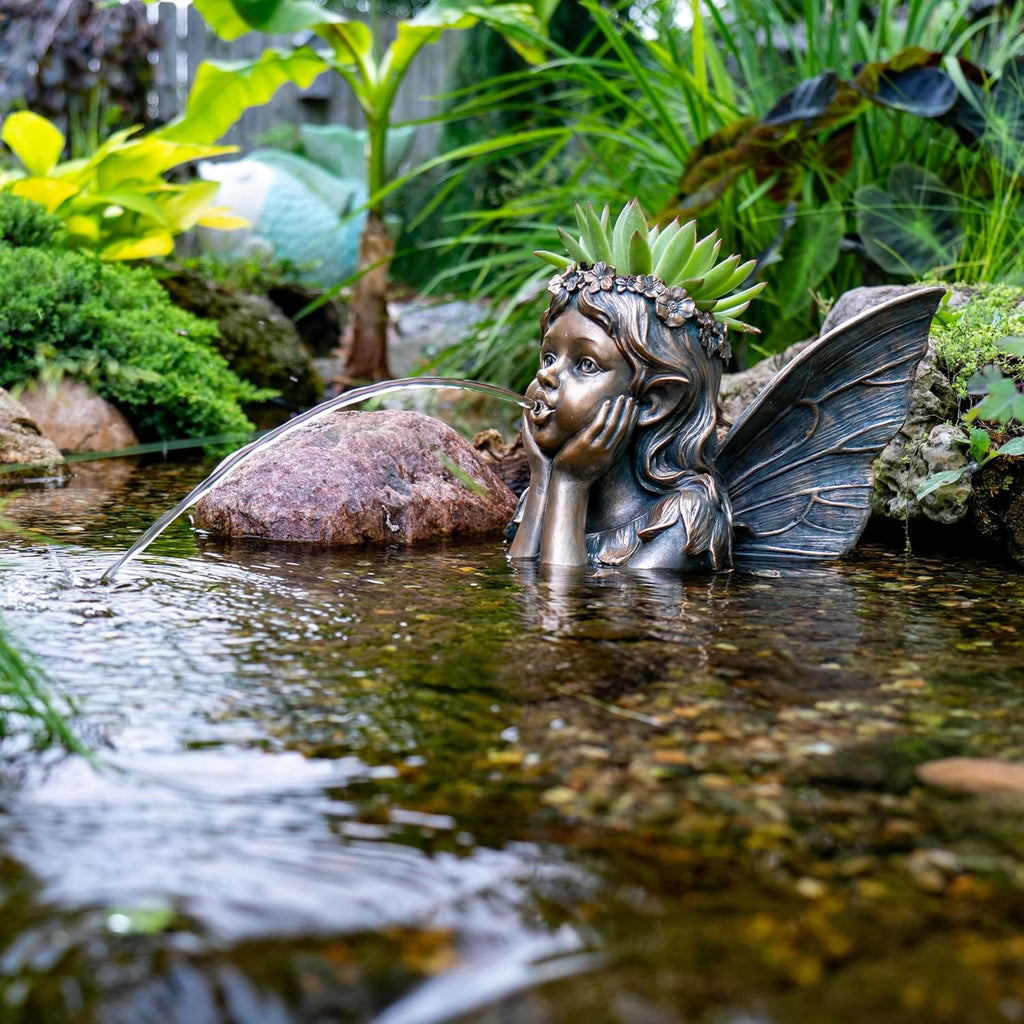 Aquascape Fairy Planter Spitter Fountain for Pond and Garden, 78370
