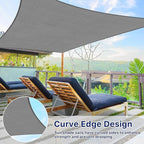 12'x16' Sun Shade Sail, UV Protection Outdoor Shade, Curved Tear Resistant Heavy Duty Sun Shade for Patio Garden, Backyard, Deck, Car Port, Playground, (Grey)