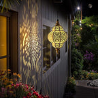 Hanging Solar Lights Outdoor Garden Decor Solar Lantern Waterproof Plastic Moroccan Outdoor Decorations for Patio Pathway Yard Backyard Garden Decorative (2 Pack, Bronze)
