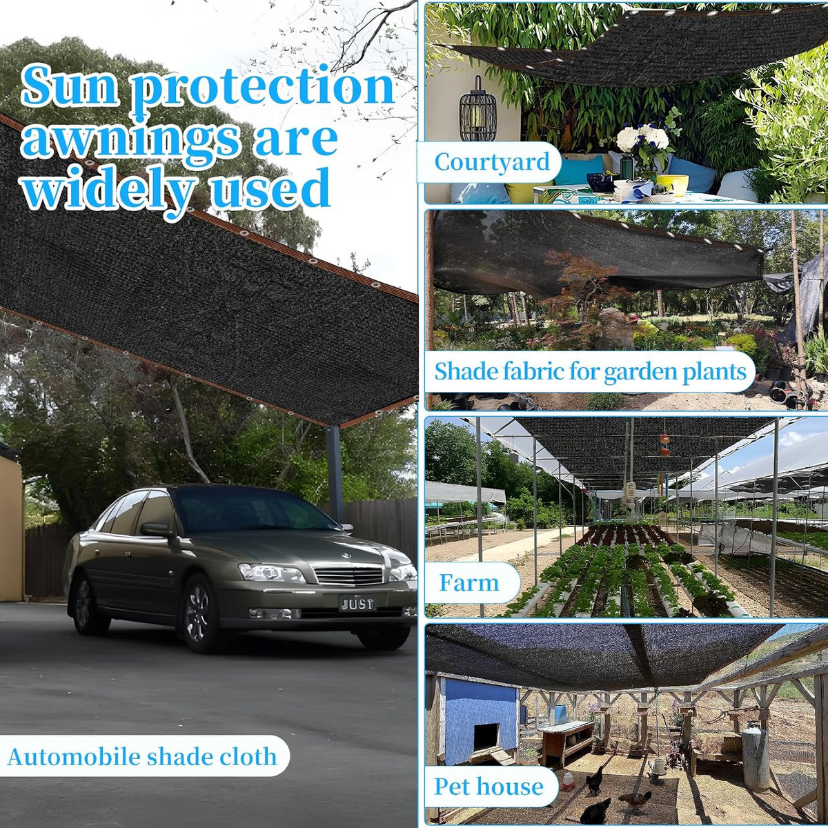 90% shade cloth for garden 10x20ft shade cloth, side view