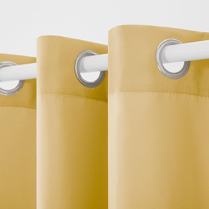 TOWN & COUNTRY BASICS Cabana Solid Heavyweight Indoor Outdoor Curtains, Light Filtering Opacity with Grommet Top, Water Repellent, 2-Pack Set, 54"x108", Sundress Yellow