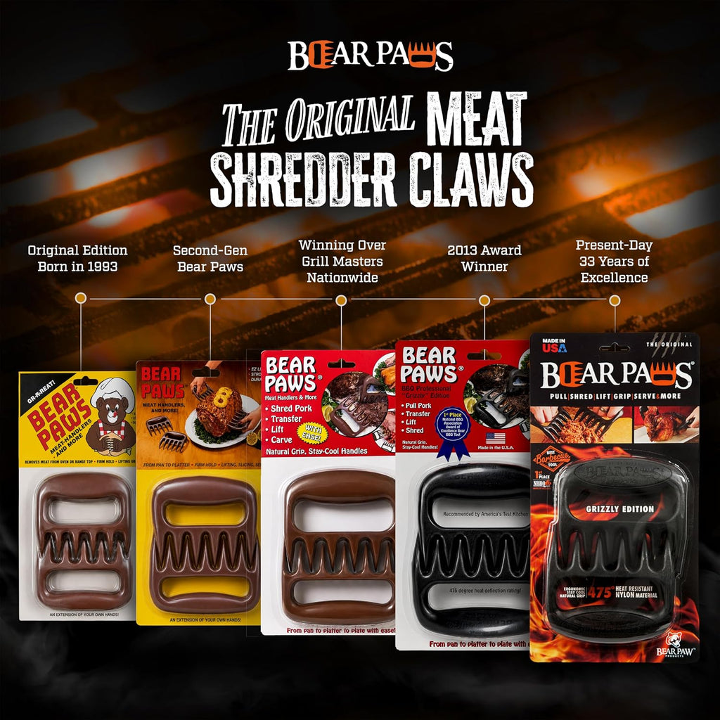 The Original Bear Paw Meat Shredder - Claws for Shredding Pork, Chicken & Any Meat (Black) | Shredder Claws for Pulled Pork, USA Made - Easily Lift, Shred, Pull and Serve Pork, Chicken, Brisket and Turkey