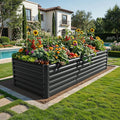 YITAHOME 96x48x24 in Galvanized Raised Garden Bed Kit, Large Metal Planter Box with Gloves, Safety Rubber & Support Rod, Outdoor Flower Bed for Plants Vegetables, Black