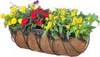 Arcadia Garden Products Hanging Window Basket Metal Trough Flower Planter with Coco Liner for Outdoor Windowsill, Railing, Patio, Garden, Balcony, Fence, 24-inch