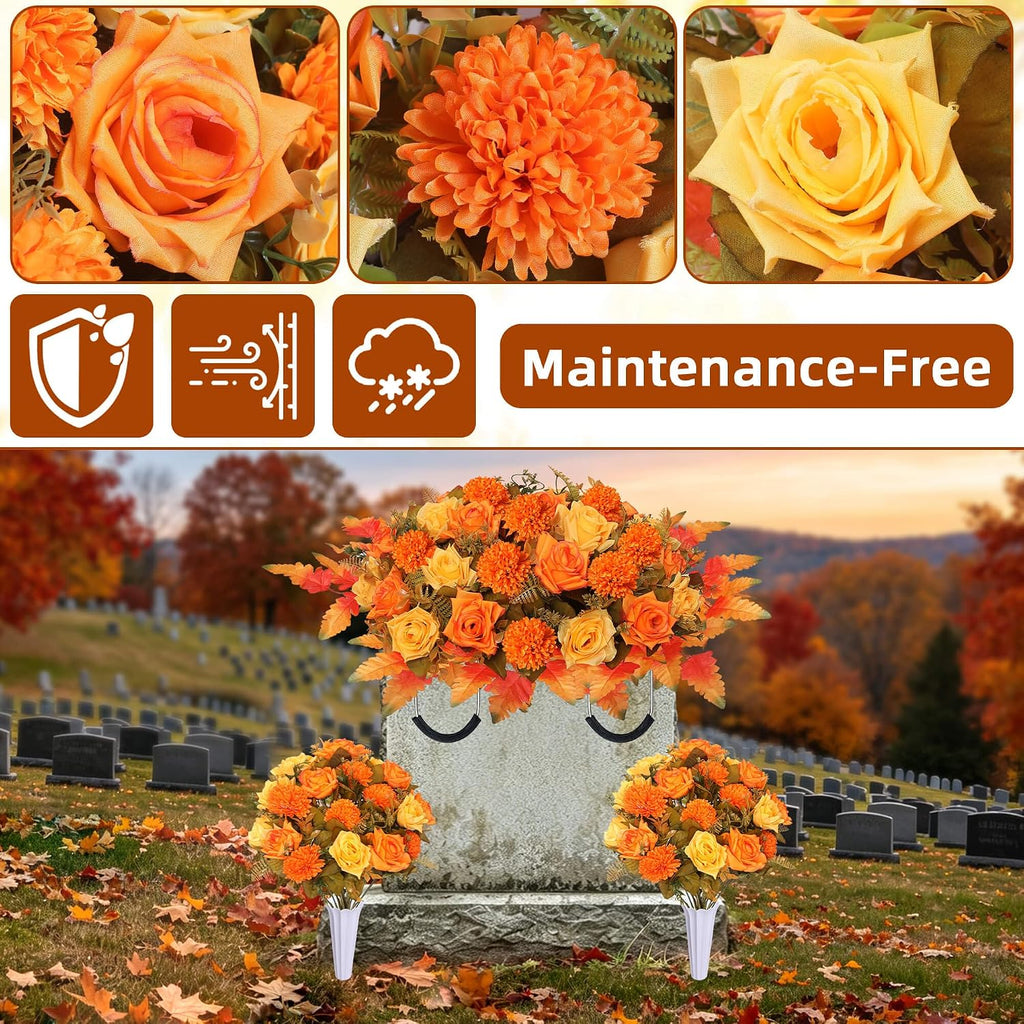 lodou 3 piece cemetery flowers set – large, close-up detail