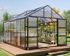 howe 10x14x8.4 ft polycarbonate greenhouse with 4 vent, main product view