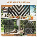 VINGLI Privacy Fence Panels, 72H’’ x 47W’’ Metal Privacy Screen Freestanding, Decorative Privacy Panels for Patio Garden Pool, Outdoor & Indoor (Diagonal Stripe)