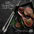 Grill Tongs 24-Inch Super Long Extra Heavy Duty for Grilling and Barbecue Heat Resistant Hand Grips Stainless Steel for BBQ Outdoor Kitchen and Cooking Hot Grilled Food
