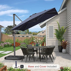 PURPLE LEAF 8'×8' Patio Cantilever Umbrella with Base Included Offset Outdoor Umbrella with cover Square umbrella outdoor patios for Backyard Pool Garden Navy Blue