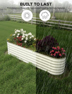 GarveeLife 8x2x1.5 ft Galvanized Raised Garden Bed - 18“ Tall Metal Planter Box for Vegetables, Flowers, Herbs, Rust-Resistant Outdoor Garden Box, Easy Assembly Raised Beds for Gardening, Beige