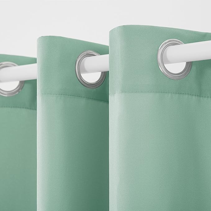 TOWN & COUNTRY BASICS Cabana Solid Heavyweight Indoor Outdoor Curtains, Light Filtering Opacity with Grommet Top, Water Repellent, 2-Pack Set, 54"x108", Seafoam