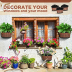 Layhit 6 Pcs Wall Hanging Planters Outdoor Pot Planter Wine Barrel Planter Distressed Oak Thickened Plastic Water Storage Flower Pots for Flower Indoor Outdoor(12 Inches,Brown)