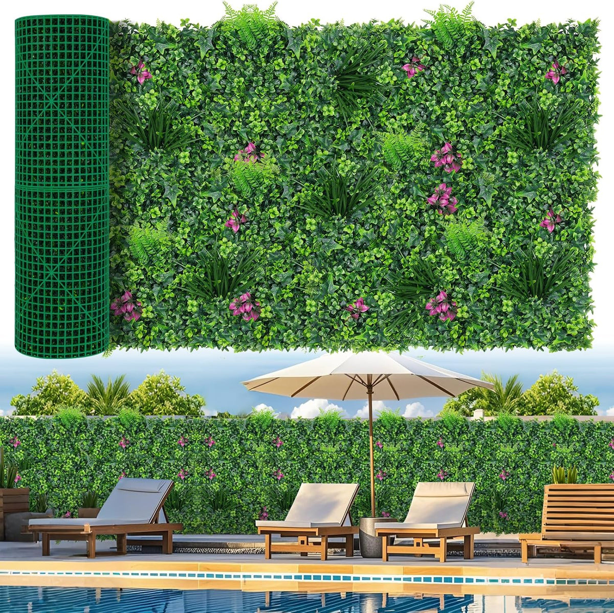 grooy 40"x120"(33.33 sqft) artificial boxwood roll panels for, main product view