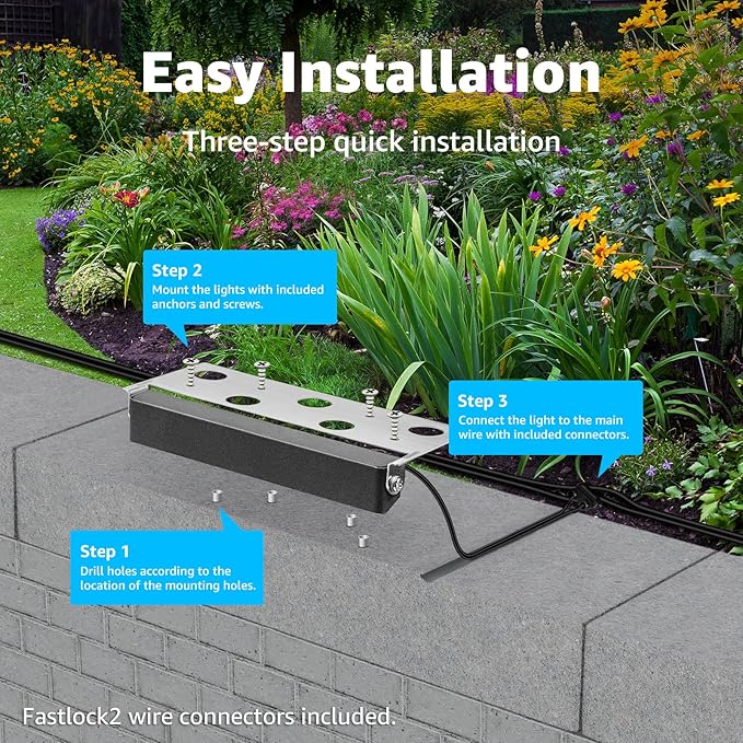 SUNVIE 7 Inch Hardscape Lighting 5W LED Retaining Wall Lights 3000K Warm White Low Voltage Landscape Lighting Waterproof Outdoor Step Lights with Connectors Paver Lights for Retaining Wall ETL, 4 Pack