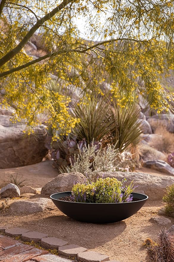 Veradek Mason Series Lane Bowl Planter| for Indoor or Outdoor Tabletops/Gardens |Made from Plastic-Stone Composite with Drainage Holes|Modern Décor for Flowers, Succulents, Small Plants