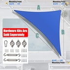 Amgo Custom Size 13' x 23' x 26.4' Blue Right Triangle Sun Shade Sail UPF50+ AGTAPRT12, Order to Make Canopy Awning, 95% UV Blockage, Water & Air Permeable, Commercial Standard (We Customize)