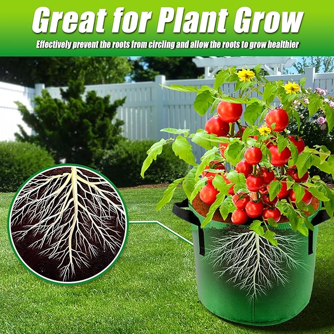15 Gallon Grow Bags, 7 Pack Colorful Fabric Plant Pots with Handles for Garden and Outdoor Planting