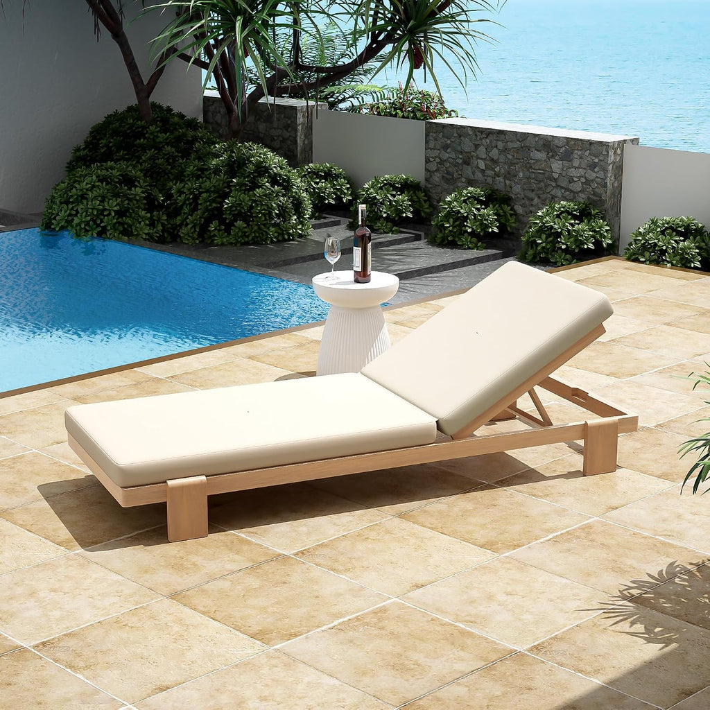 christopher knight home duska acacia wood chaise lounge, side view