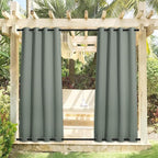 NICETOWN 2 Panels Sage Green Outdoor Patio Curtains 108 inches Long Waterproof & Windproof, Top and Bottom Rustproof Grommet Cold & Heat Blocking Thermal Drapes Privacy for Porch, W52 x L108
