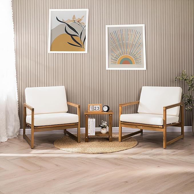 Double Adirondack Side Table, Weather-Resistant Rectangular End Table for Patio, Garden, Lawn, and Living Room. Ideal as a Stylish Indoor and Outdoor Side Table Companion, Natural