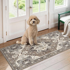 RUUGME Entryway 2x4 Runner Rug: Washable Vintage Rugs Low Pile Lightweight Stain Resistant Carpet for Kitchen Bedroom Non-Slip Soft Thin Floor Mat for Bathroom Laundry Room (Beige,2x4)