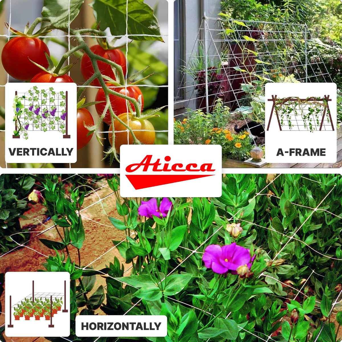 aticca 6.5x350 ft heavy duty trellis netting, 6-inch, side view