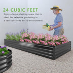 12x2x1FT Galvanized Raised Garden Bed Kit,Vegetable Boxes-Rectangle Metal Flower Box,Large Planter Raised Beds Outdoor Garden for Planting,Fruit,Herb-Black